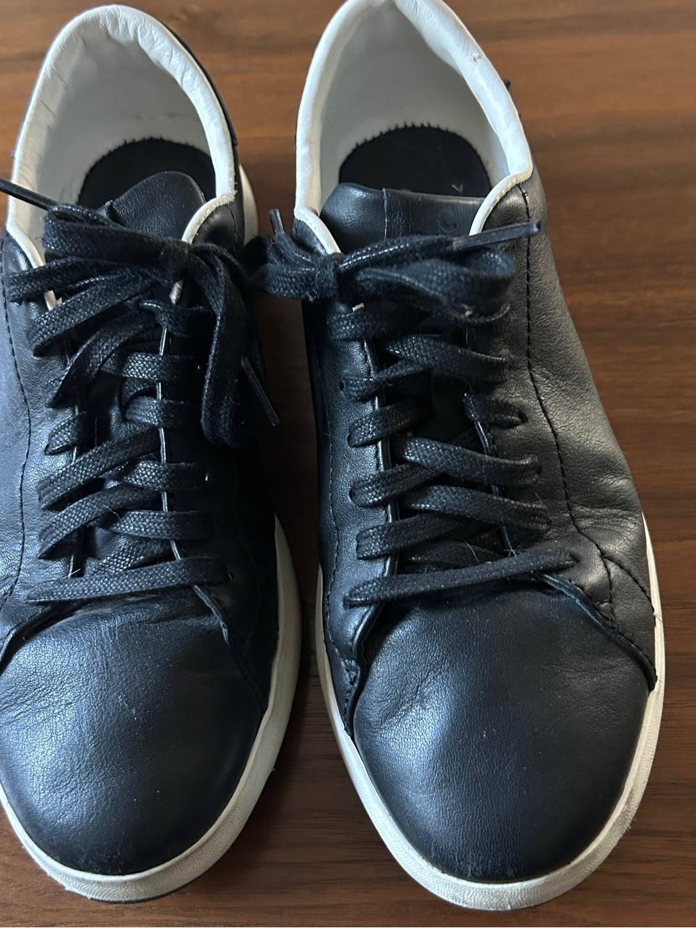 Cole Haan Black Leather GrandPro Sneakers with White Trim